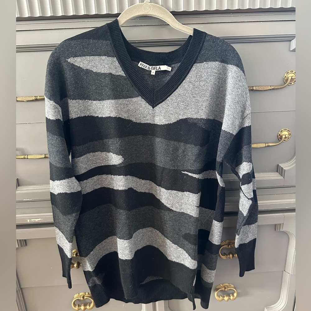 Women’s Pam & Gela Black Camo Sweater